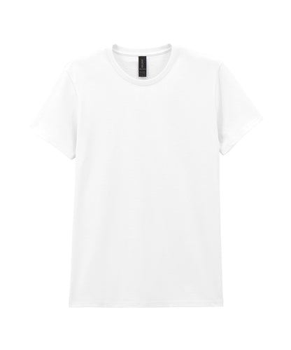 Tryck din logga på T-shirts från Gildan - Anpassa Heavy Cotton T-Shirt - Dam i färgen Vit för företag, föreningar och privatpersoner