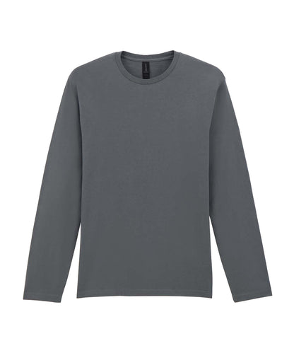 Tryck din logga på T-shirts från Gildan - Anpassa Softstyle Long Sleeve T-Shirt - Unisex i färgen Mörkgrå för företag, föreningar och privatpersoner