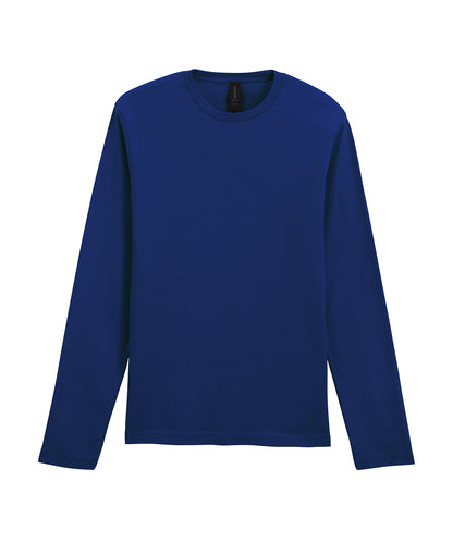 Tryck din logga på T-shirts från Gildan - Anpassa Softstyle Long Sleeve T-Shirt - Unisex i färgen Marinblå för företag, föreningar och privatpersoner