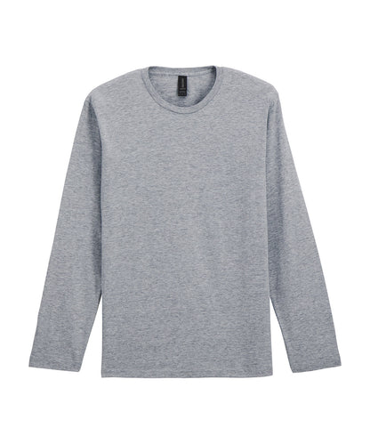 Tryck din logga på T-shirts från Gildan - Anpassa Softstyle Long Sleeve T-Shirt - Unisex i färgen Ljunggrå för företag, föreningar och privatpersoner