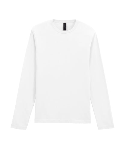 Tryck din logga på T-shirts från Gildan - Anpassa Softstyle Long Sleeve T-Shirt - Unisex i färgen Vit för företag, föreningar och privatpersoner