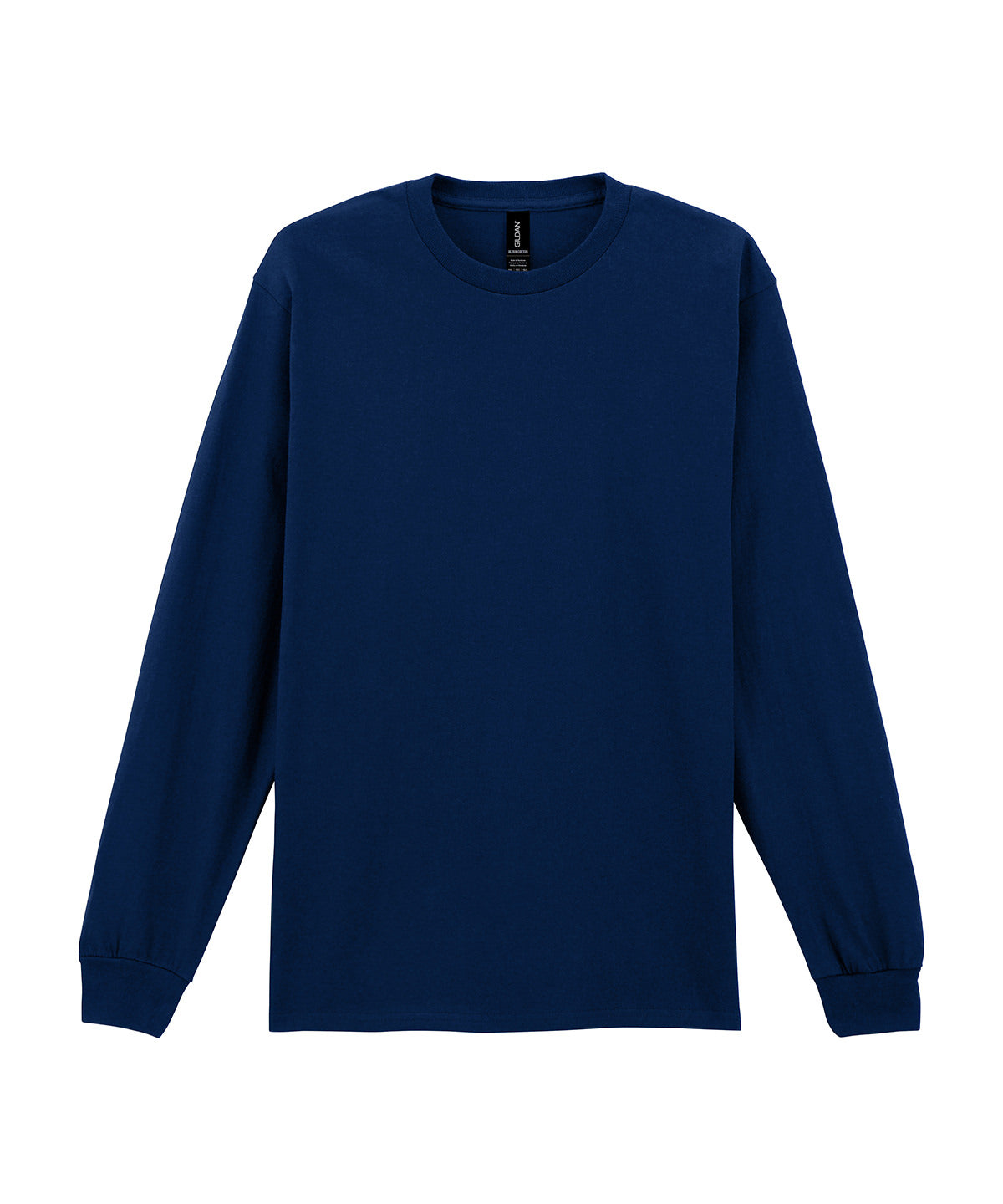 Tryck din logga på T-shirts från Gildan - Anpassa Ultra Cotton™ Long Sleeve T-Shirt - Unisex i färgen Marinblå för företag, föreningar och privatpersoner