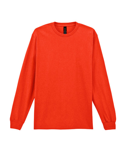 Tryck din logga på T-shirts från Gildan - Anpassa Ultra Cotton™ Long Sleeve T-Shirt - Unisex i färgen Mellan Orange för företag, föreningar och privatpersoner