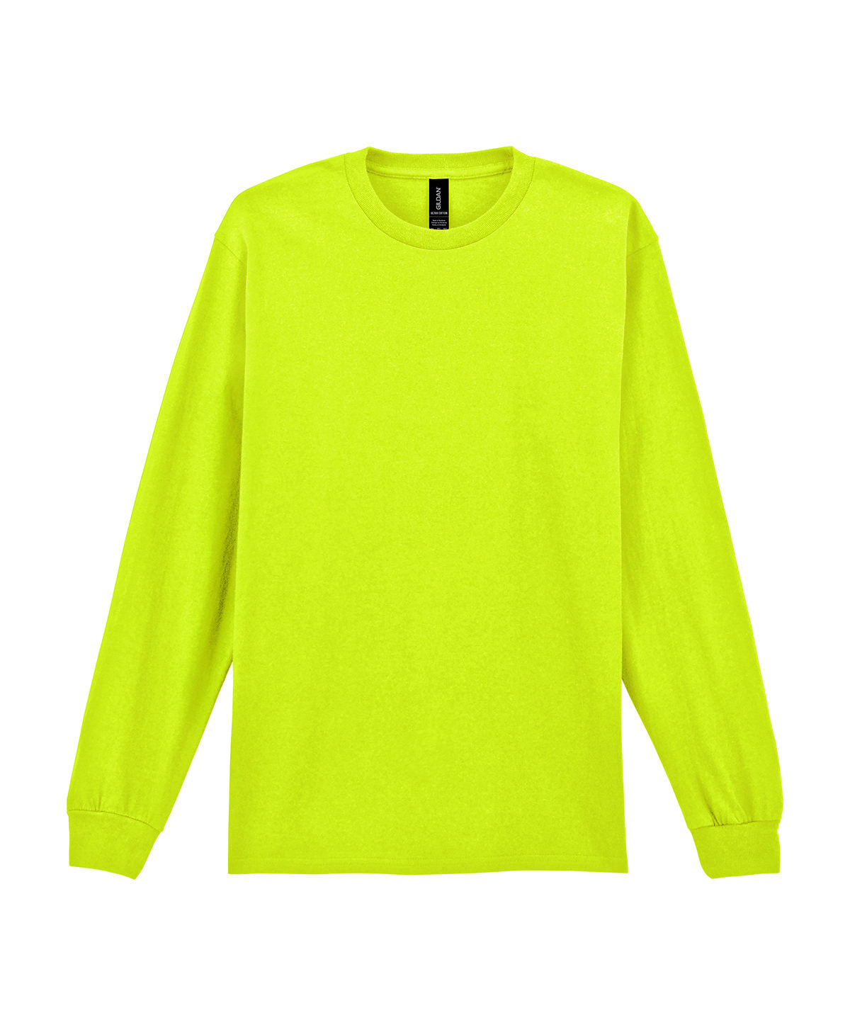 Tryck din logga på T-shirts från Gildan - Anpassa Ultra Cotton™ Long Sleeve T-Shirt - Unisex i färgen Neon grön för företag, föreningar och privatpersoner