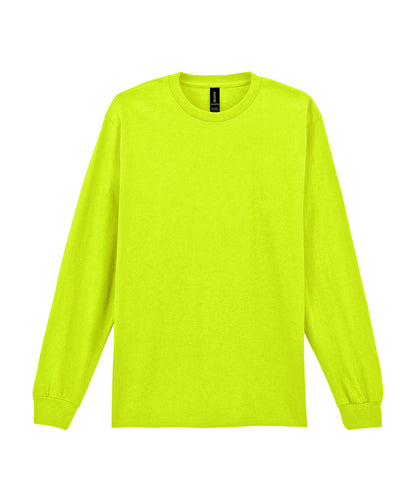 Tryck din logga på T-shirts från Gildan - Anpassa Ultra Cotton™ Long Sleeve T-Shirt - Unisex i färgen Neon grön för företag, föreningar och privatpersoner