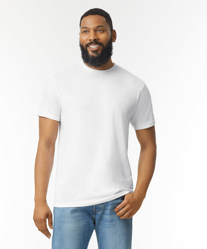 Tryck din logga på T-shirts från Gildan - Anpassa Softstyle CVC T-Shirt - Herr i färgen för företag, föreningar och privatpersoner