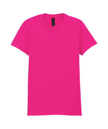 Tryck din logga på T-shirts från Gildan - Anpassa Softstyle Midweight T-Shirt - Dam i färgen Mellanrosa för företag, föreningar och privatpersoner