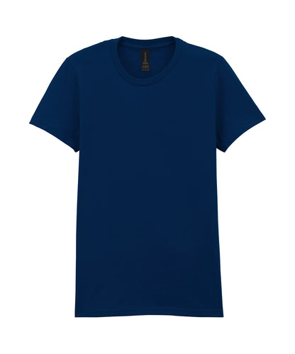 Tryck din logga på T-shirts från Gildan - Anpassa Softstyle Midweight T-Shirt - Dam i färgen Marinblå för företag, föreningar och privatpersoner