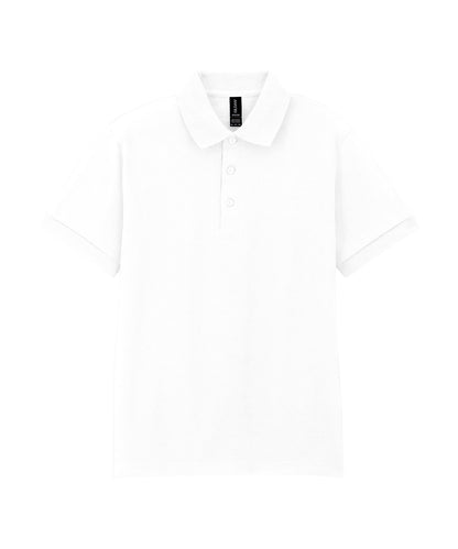 Tryck din logga på Piké från Gildan - Anpassa Gildan - Stickad Piké I DryBlend Jersey i färgen Vit för företag, föreningar och privatpersoner