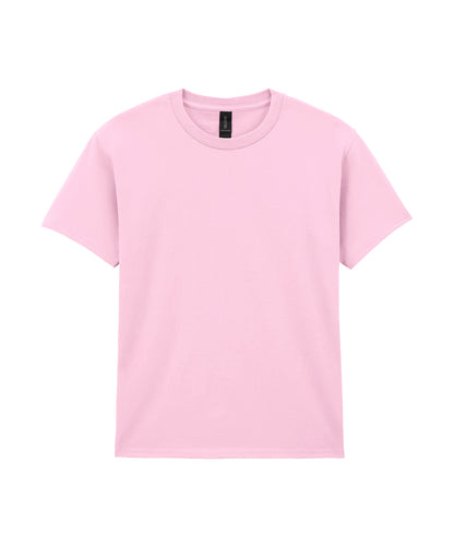 Tryck din logga på T-shirts från Gildan - Anpassa Heavy Cotton T-Shirt - Barn i färgen Ljusrosa för företag, föreningar och privatpersoner