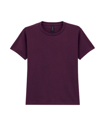 Tryck din logga på T-shirts från Gildan - Anpassa Heavy Cotton T-Shirt - Barn i färgen Mörkröd för företag, föreningar och privatpersoner