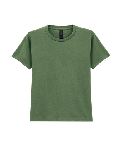 Tryck din logga på T-shirts från Gildan - Anpassa Heavy Cotton T-Shirt - Barn i färgen Mörkgrön för företag, föreningar och privatpersoner