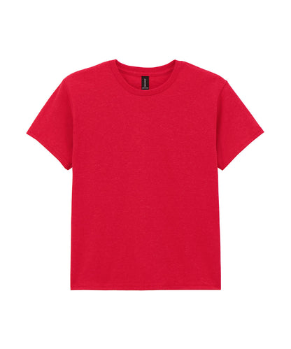 Tryck din logga på T-shirts från Gildan - Anpassa Heavy Cotton T-Shirt - Barn i färgen Mellan röd för företag, föreningar och privatpersoner