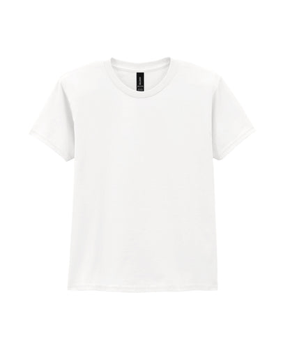 Tryck din logga på T-shirts från Gildan - Anpassa Heavy Cotton T-Shirt - Barn i färgen Vit för företag, föreningar och privatpersoner
