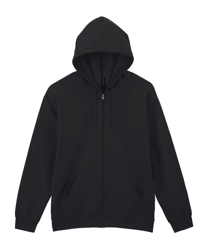 Tryck din logga på Hoodies från Gildan - Anpassa Gildan Softstyle® - Midweight Fleece Hoodie med Dragkedja för Vuxna i färgen Svart för företag, föreningar och privatpersoner