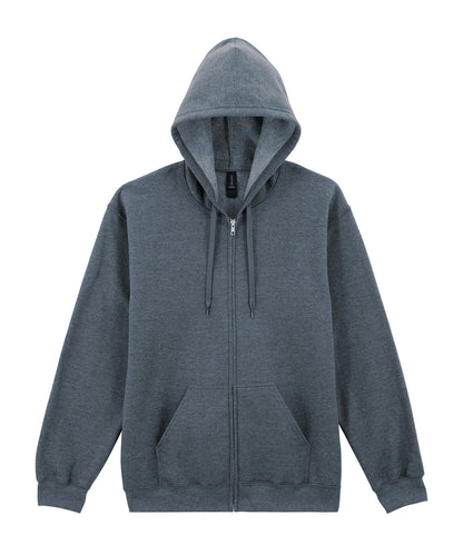 Tryck din logga på Hoodies från Gildan - Anpassa Gildan Softstyle® - Midweight Fleece Hoodie med Dragkedja för Vuxna i färgen Mörkgrå för företag, föreningar och privatpersoner