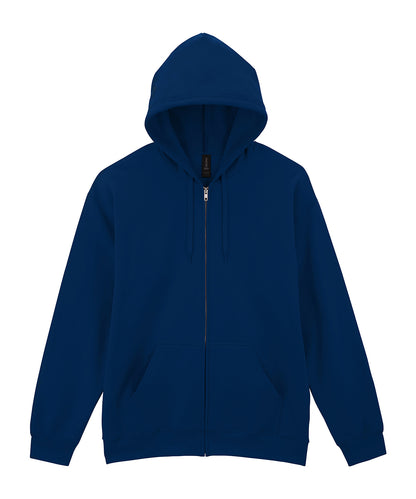Tryck din logga på Hoodies från Gildan - Anpassa Gildan Softstyle® - Midweight Fleece Hoodie med Dragkedja för Vuxna i färgen Marinblå för företag, föreningar och privatpersoner
