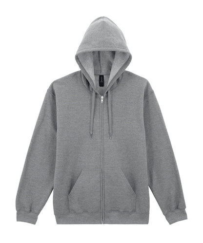 Tryck din logga på Hoodies från Gildan - Anpassa Gildan Softstyle® - Midweight Fleece Hoodie med Dragkedja för Vuxna i färgen Ljunggrå för företag, föreningar och privatpersoner