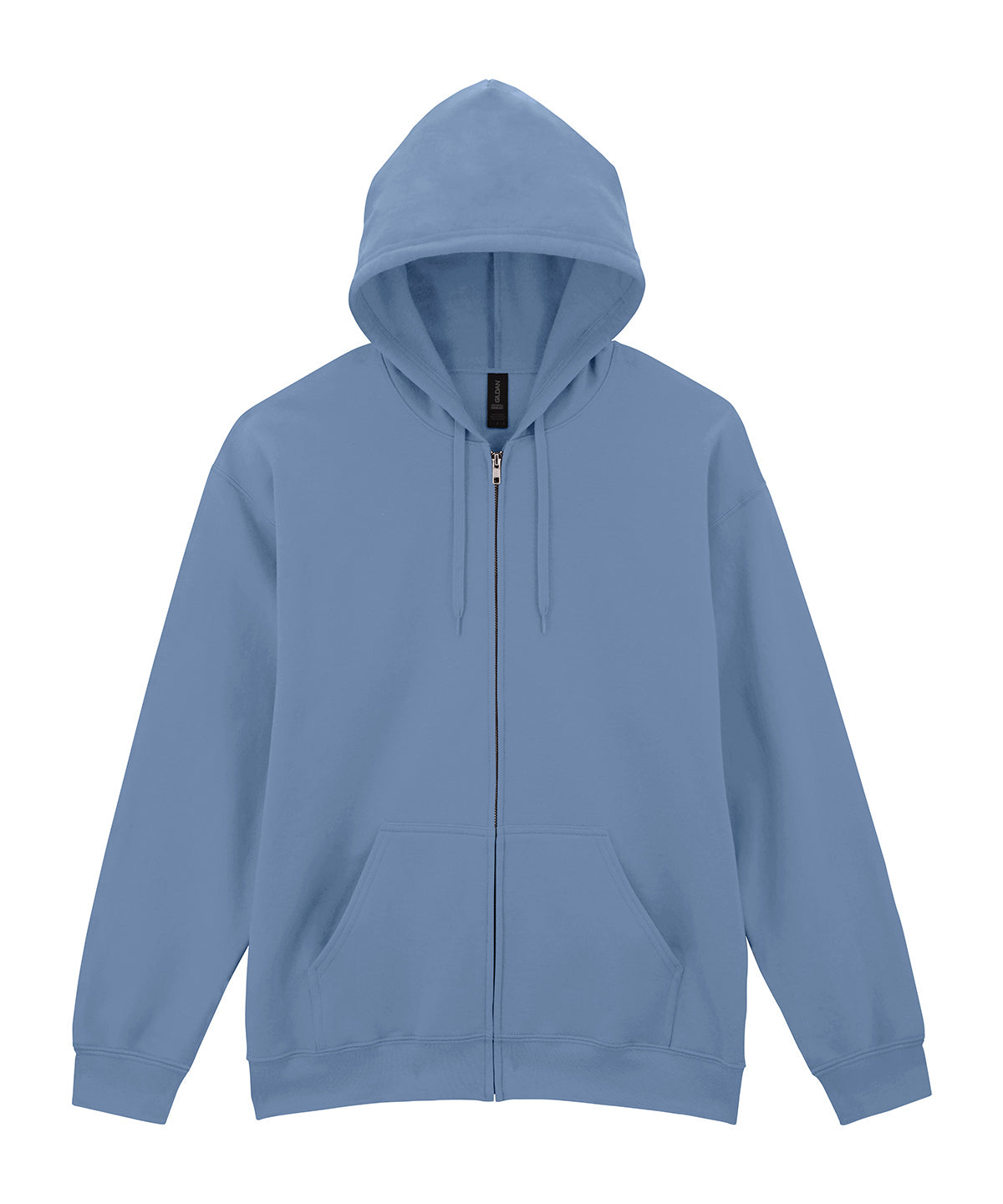 Tryck din logga på Hoodies från Gildan - Anpassa Gildan Softstyle® - Midweight Fleece Hoodie med Dragkedja för Vuxna i färgen Mellanblå för företag, föreningar och privatpersoner