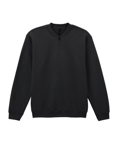 Tryck din logga på Sweatshirts från Gildan - Anpassa Gildan - Softstyle Midweight Fleece med 1/4 Dragkedja för Vuxna i färgen Svart för företag, föreningar och privatpersoner