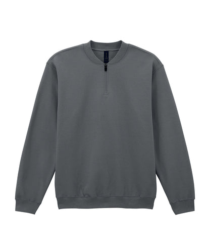 Tryck din logga på Sweatshirts från Gildan - Anpassa Gildan - Softstyle Midweight Fleece med 1/4 Dragkedja för Vuxna i färgen Mörkgrå för företag, föreningar och privatpersoner
