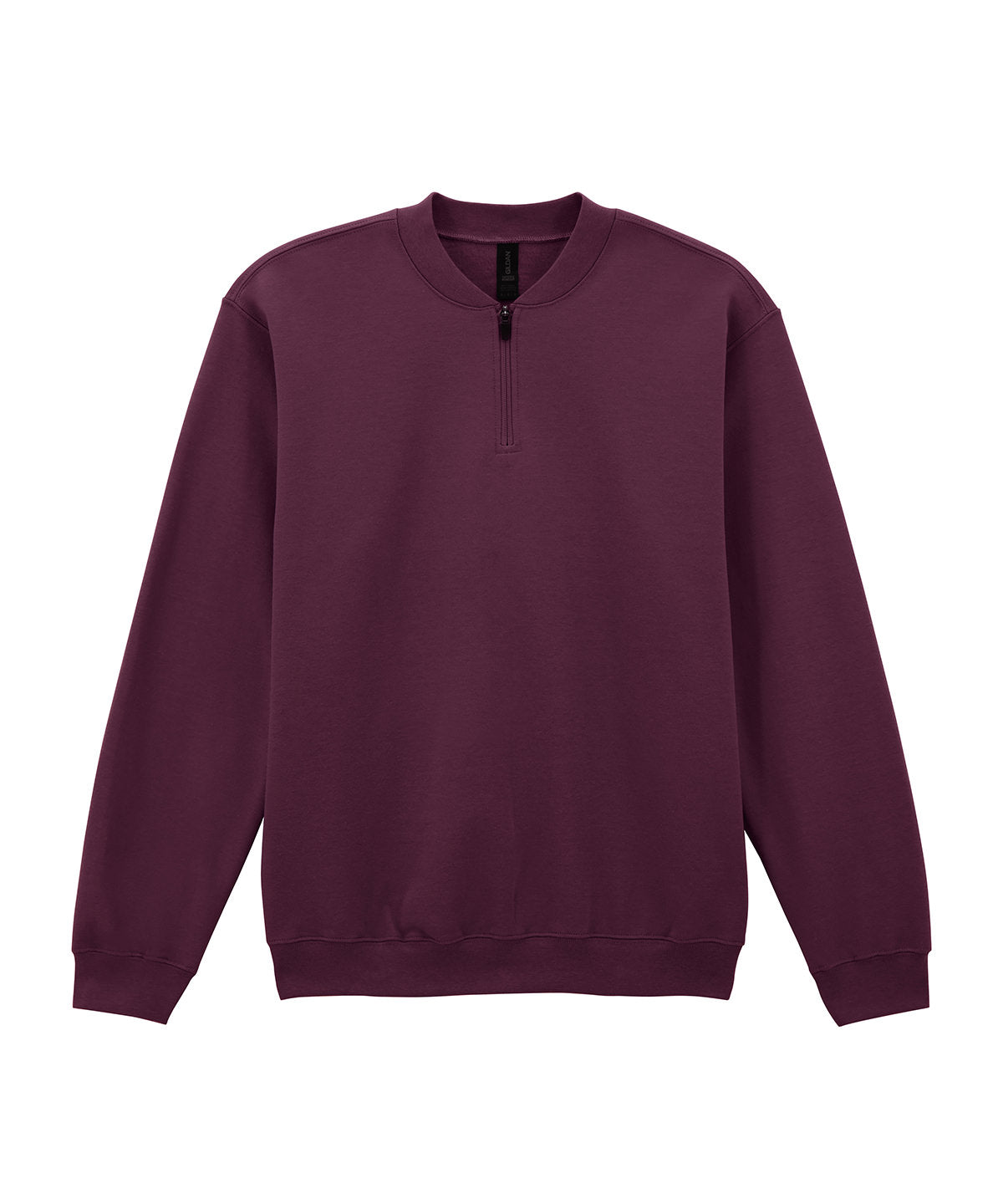 Tryck din logga på Sweatshirts från Gildan - Anpassa Gildan - Softstyle Midweight Fleece med 1/4 Dragkedja för Vuxna i färgen Mörkröd för företag, föreningar och privatpersoner