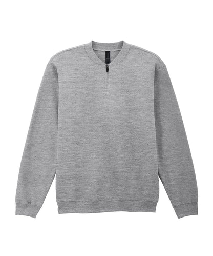 Tryck din logga på Sweatshirts från Gildan - Anpassa Gildan - Softstyle Midweight Fleece med 1/4 Dragkedja för Vuxna i färgen Ljunggrå för företag, föreningar och privatpersoner