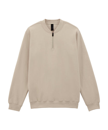 Tryck din logga på Sweatshirts från Gildan - Anpassa Gildan - Softstyle Midweight Fleece med 1/4 Dragkedja för Vuxna i färgen Naturligt för företag, föreningar och privatpersoner