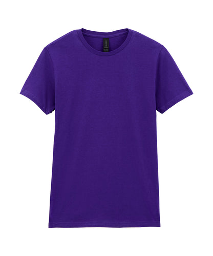 Tryck din logga på T-shirts från Gildan - Anpassa Softstyle Ringspun T-Shirt - Dam i färgen Mörk lila för företag, föreningar och privatpersoner