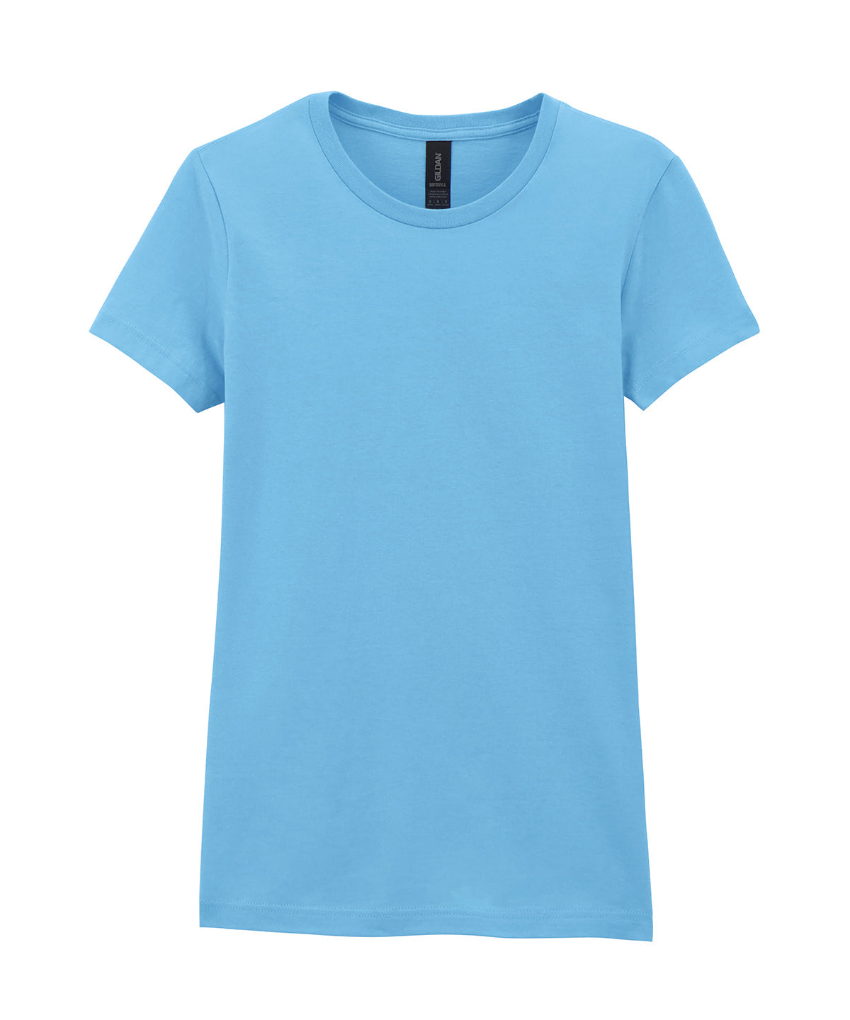 Tryck din logga på T-shirts från Gildan - Anpassa Softstyle Ringspun T-Shirt - Dam i färgen Himmelblå för företag, föreningar och privatpersoner