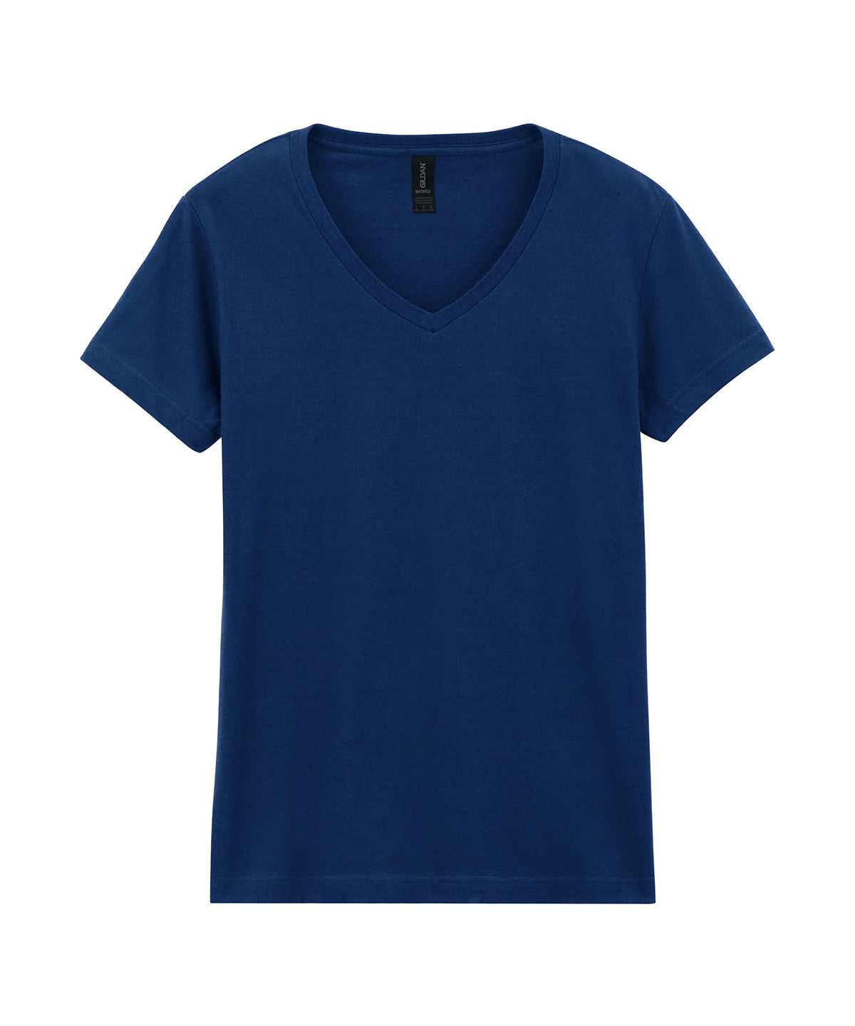 Tryck din logga på T-shirts från Gildan - Anpassa Softstyle V-Neck T-Shirt - Dam i färgen Marinblå för företag, föreningar och privatpersoner