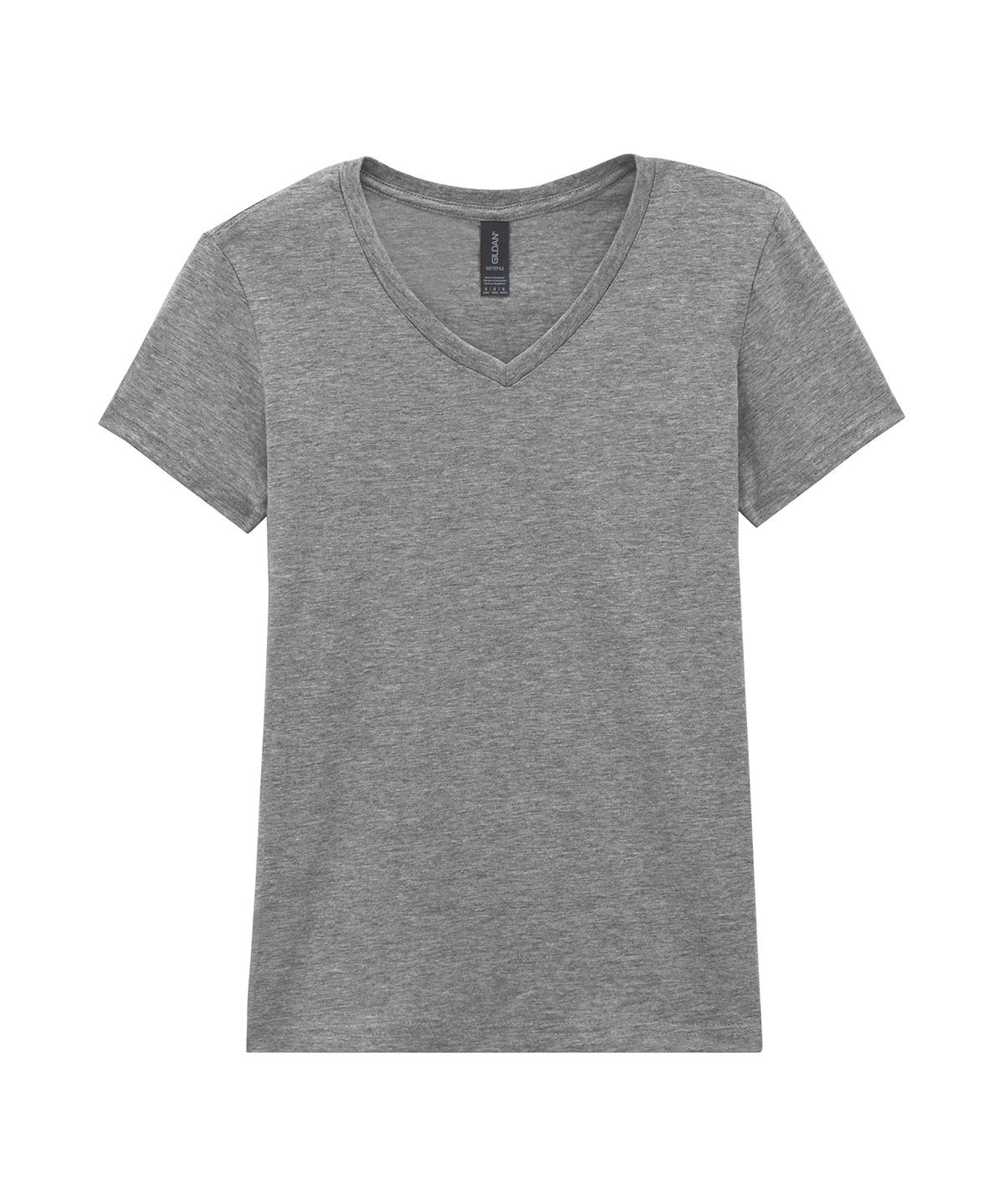 Tryck din logga på T-shirts från Gildan - Anpassa Softstyle V-Neck T-Shirt - Dam i färgen Ljunggrå för företag, föreningar och privatpersoner