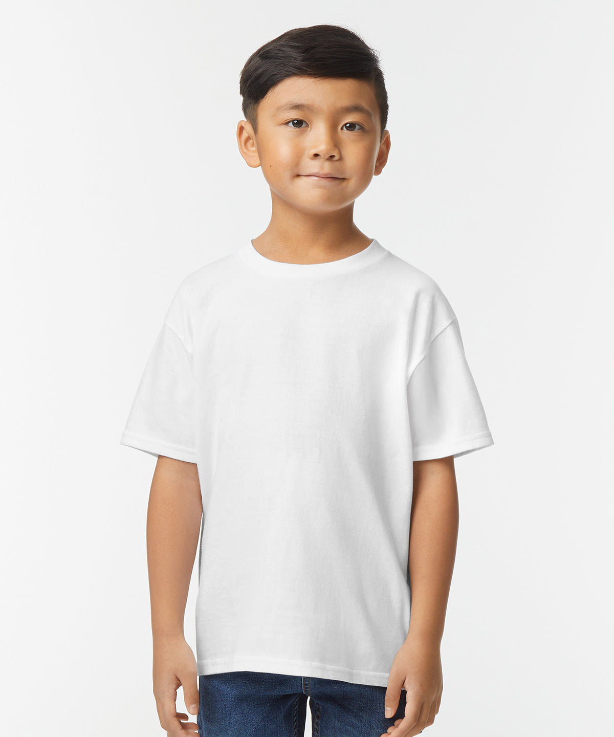 Tryck din logga på T-shirts från Gildan - Anpassa Softstyle Midweight T-Shirt – Barn i färgen för företag, föreningar och privatpersoner