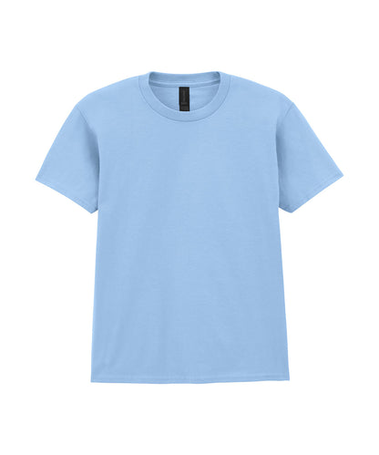 Tryck din logga på T-shirts från Gildan - Anpassa Softstyle Midweight T-Shirt – Barn i färgen Ljusblå för företag, föreningar och privatpersoner