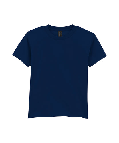 Tryck din logga på T-shirts från Gildan - Anpassa Softstyle Midweight T-Shirt – Barn i färgen Marinblå för företag, föreningar och privatpersoner