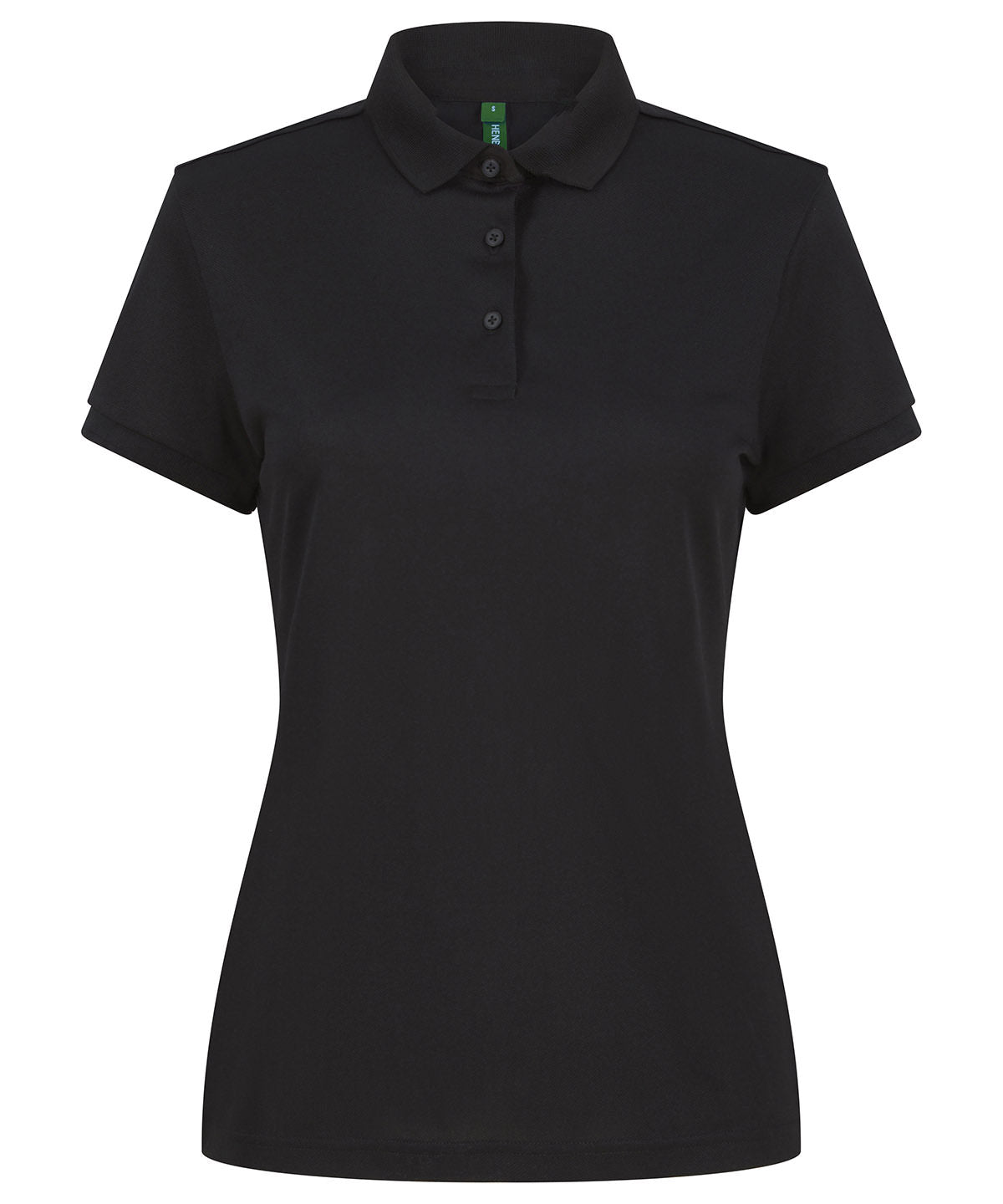 Tryck din logga på Piké från Henbury - Anpassa Recycled Polyester Polo - Dam i färgen Svart för företag, föreningar och privatpersoner
