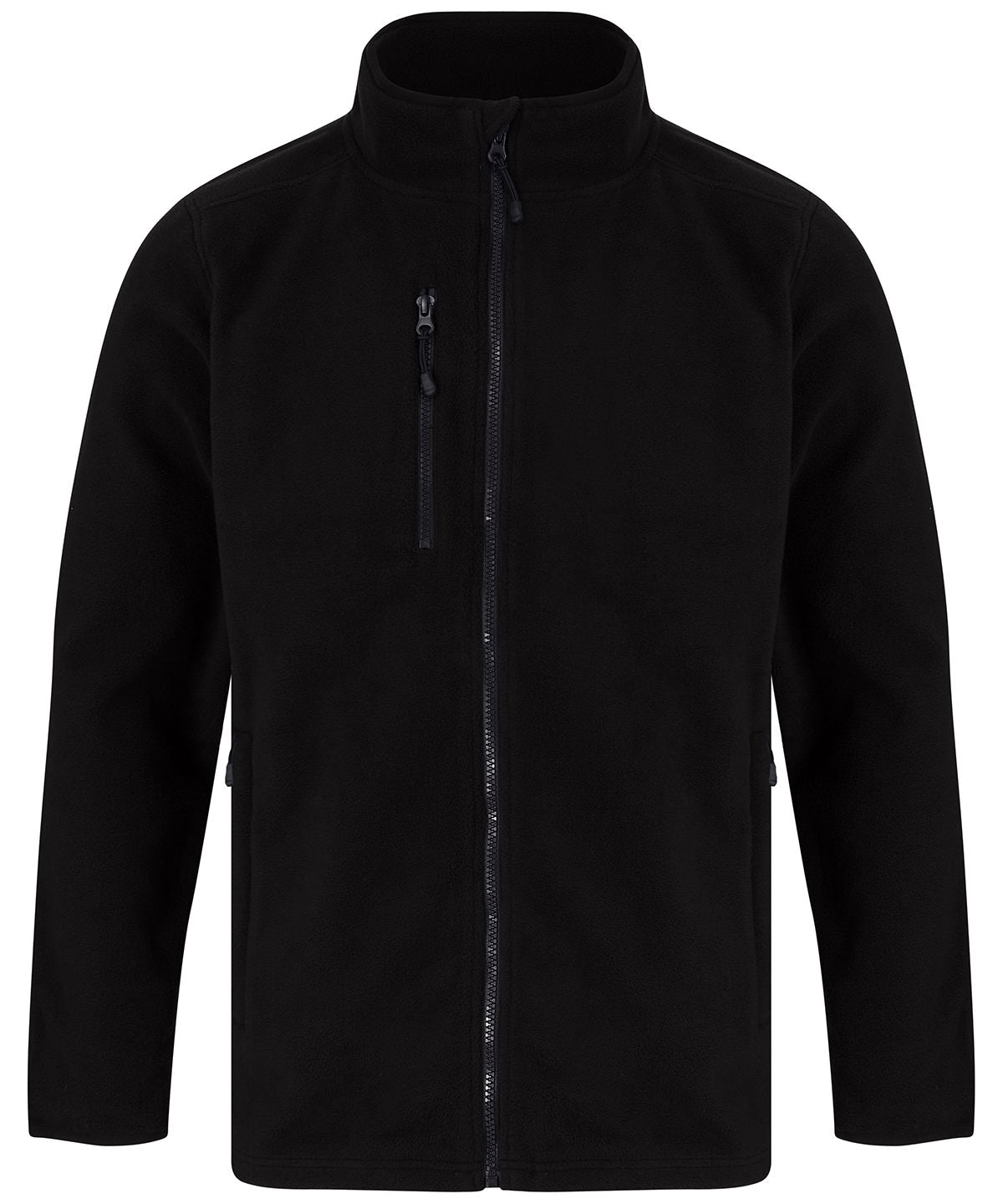 Tryck din logga på Fleece från Henbury - Anpassa Jacka i mikrofleece av återvunnen polyester i färgen Svart för företag, föreningar och privatpersoner