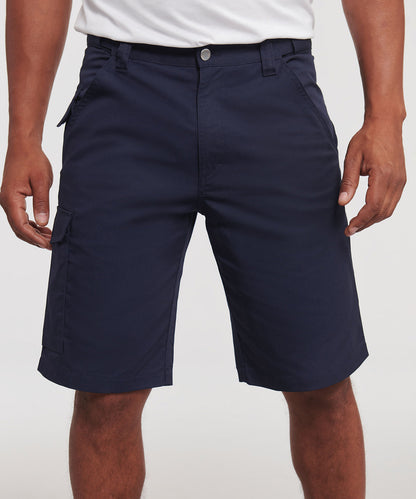 Tryck din logga på Shorts från Russell Europe - Anpassa Shorts i polycotton twill för arbetskläder i färgen för företag, föreningar och privatpersoner