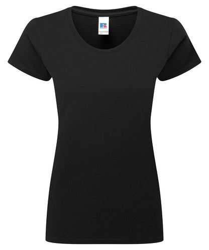 Tryck din logga på T-shirts från Russell Europe - Anpassa Authentic Classic T-Shirt – Women i färgen Svart för företag, föreningar och privatpersoner