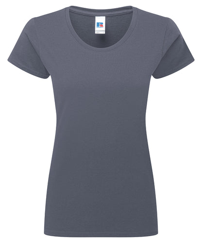 Tryck din logga på T-shirts från Russell Europe - Anpassa Authentic Classic T-Shirt – Women i färgen Mörkgrå för företag, föreningar och privatpersoner