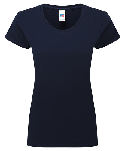 Tryck din logga på T-shirts från Russell Europe - Anpassa Authentic Classic T-Shirt – Women i färgen Marinblå för företag, föreningar och privatpersoner