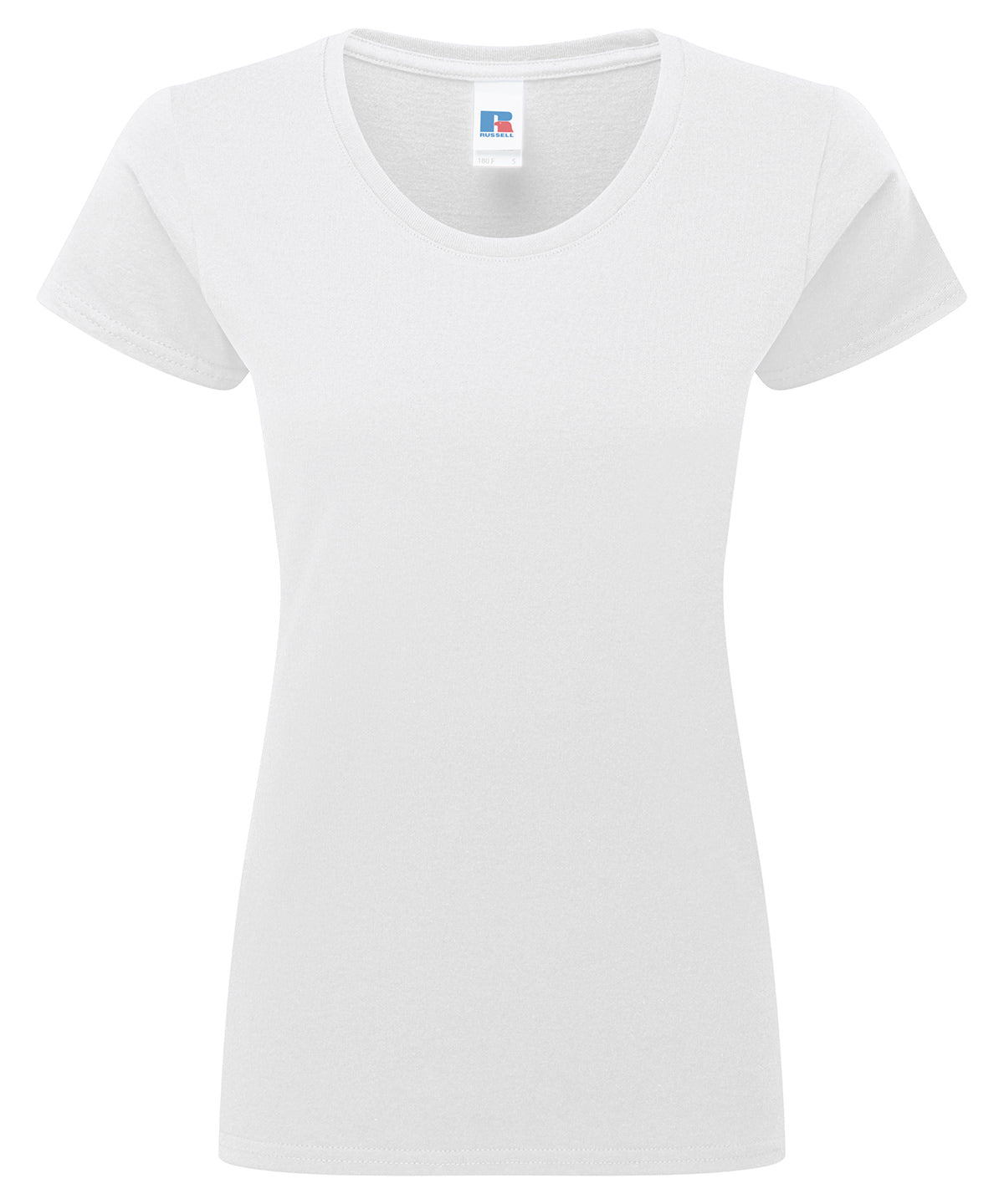 Tryck din logga på T-shirts från Russell Europe - Anpassa Authentic Classic T-Shirt – Women i färgen Vit för företag, föreningar och privatpersoner