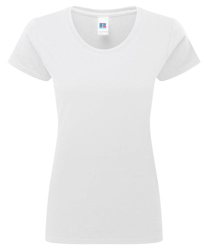 Tryck din logga på T-shirts från Russell Europe - Anpassa Authentic Classic T-Shirt – Women i färgen Vit för företag, föreningar och privatpersoner