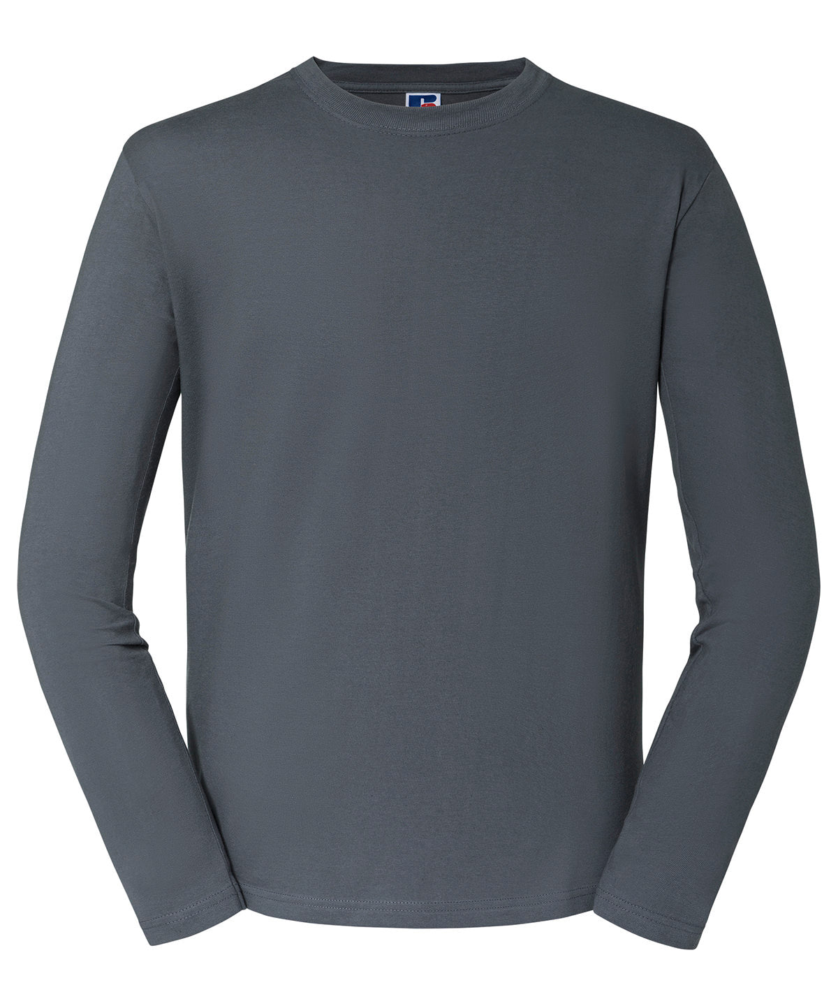 Tryck din logga på T-shirts från Russell Europe - Anpassa Classic Long Sleeve T-Shirt i färgen Mörkgrå för företag, föreningar och privatpersoner