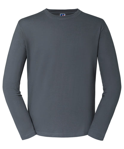 Tryck din logga på T-shirts från Russell Europe - Anpassa Classic Long Sleeve T-Shirt i färgen Mörkgrå för företag, föreningar och privatpersoner