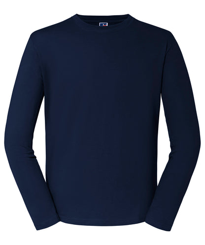 Tryck din logga på T-shirts från Russell Europe - Anpassa Classic Long Sleeve T-Shirt i färgen Marinblå för företag, föreningar och privatpersoner