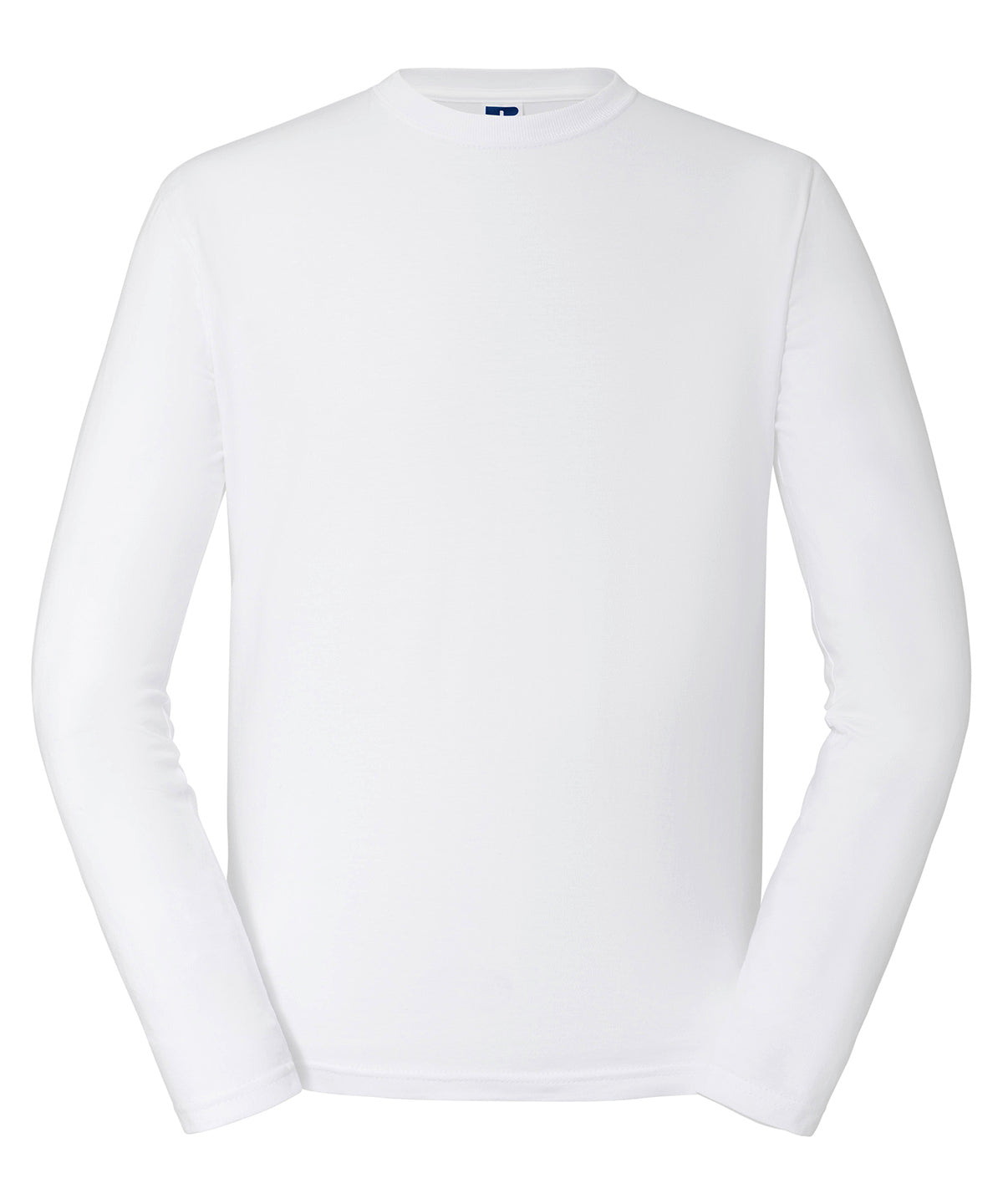 Tryck din logga på T-shirts från Russell Europe - Anpassa Classic Long Sleeve T-Shirt i färgen Vit för företag, föreningar och privatpersoner