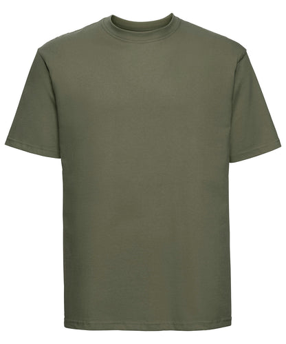 Tryck din logga på T-shirts från Russell Europe - Anpassa Super Ringspun Classic T-Shirt i färgen Oliv för företag, föreningar och privatpersoner
