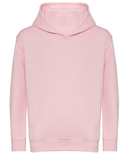 Tryck din logga på Hoodies från AWDis Just Hoods - Anpassa AWDis Just Hoods - Ekologisk Hoodie för Barn i färgen Ljusrosa för företag, föreningar och privatpersoner