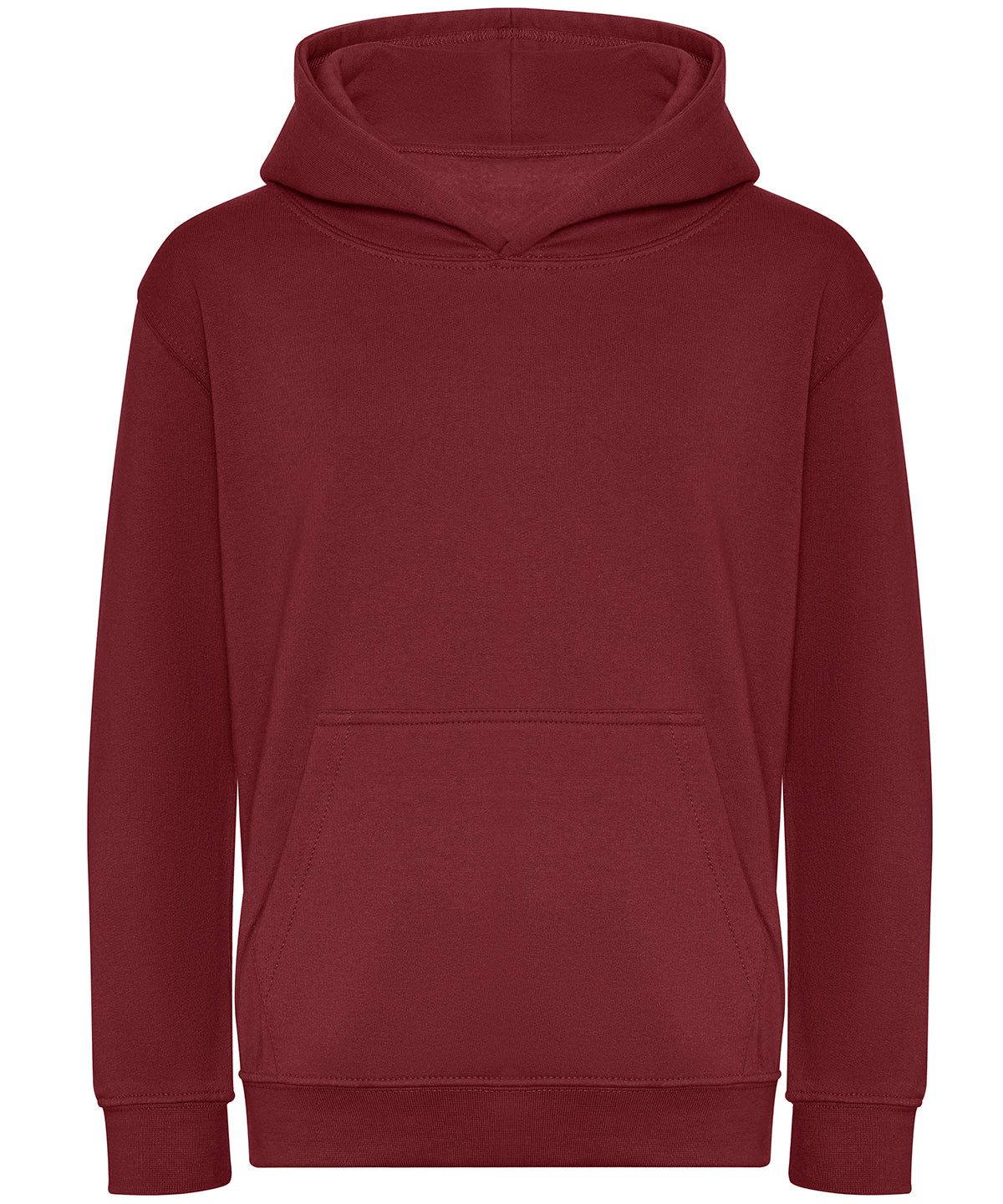 Tryck din logga på Hoodies från AWDis Just Hoods - Anpassa AWDis Just Hoods - Ekologisk Hoodie för Barn i färgen Burgundy för företag, föreningar och privatpersoner
